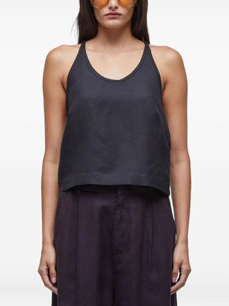 Osklen cross-back top - women - Linen/Flax/Viscose - G - Black