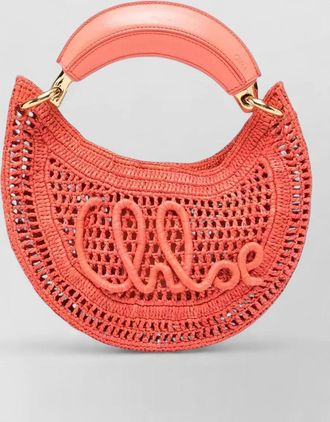 Chlo&eacute; mini raffia and leather clutch bag