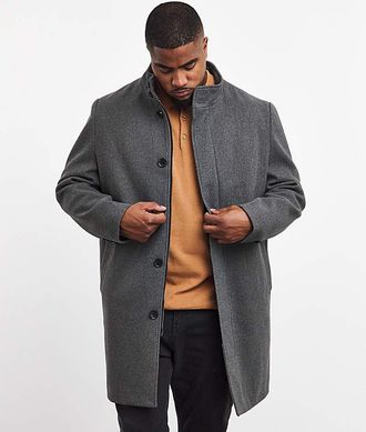 Jacamo Grey Faux Wool Funnel Neck Coat
