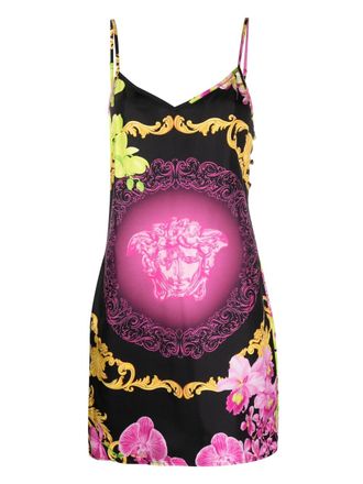 Versace Abito corto con stampa Medusa - Nero