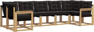 vidaXL Conjunto De Sof&aacute;s De Exterior 7 Uds. Blanco Y Negro Vidaxl