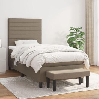 vidaXL Cama Box Spring Con Colch&oacute;n Tela Gris Taupe 80x200 Cm Vidaxl