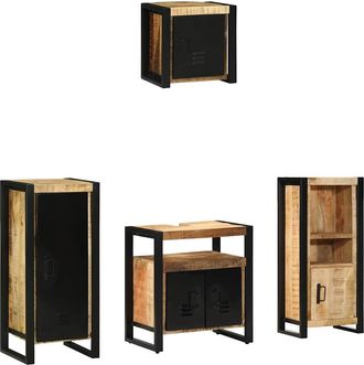 vidaXL Juego De Muebles De Ba&ntilde;o 4 Uds. Marr&oacute;n Y Negro 40 X 35 X 90 Cm Vidaxl