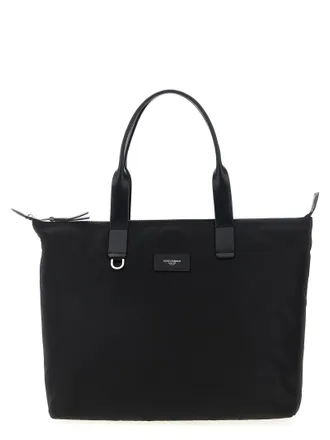 Dolce & Gabbana Mens Media Logo Patch Shopping Bag