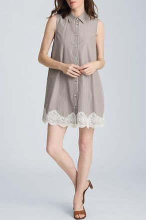 Kenneth Cole Lace Sleeveless Swing Shirtdres in Brunette/Pure White at Nordstrom, Size 10