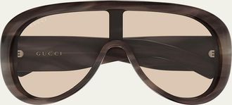 Gucci 99mm Acetate Rectangular Sunglasses