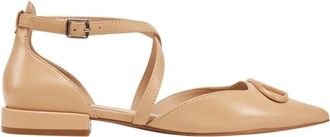 Liu Jo Beige Lage Sandalen met Metalen Details - Dames - Ballerinas - Beige - 40 EU - Leer - Schoenen