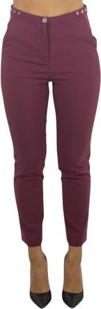 Patrizia Pepe Slim-fit Broek - Dames - Vrijetijds broeken - Paars - L - Leer - Broeken