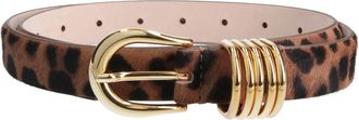 D&eacute;hanche Brown Pony Hair Animal Print Belt