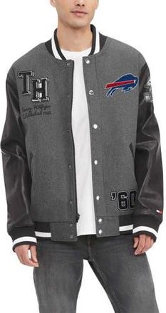 Tommy Hilfiger Mens Tommy Hilfiger Heather Gray/Black Buffalo Bills Gunner Full-Zip Varsity Jacket at Nordstrom, Size Xx-Large