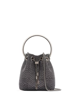 Jimmy Choo London metallic Bon Bon mini bucket bag - Black