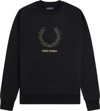 Fred Perry Outline Laurel Wreath Sweatshirt - Heren - Sweatshirts - Zwart - XL - Katoen - Hoodies & sweatvesten