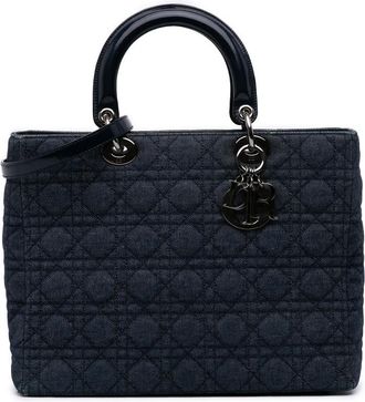 Dior Pre-owned Dior Large Denim Cannage Lady Dior Ladies MA-1909