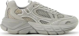 Iceberg Patterned Low-Top Sneakers - Heren - Sneakers - Grijs - 42 EU - Leer - Schoenen