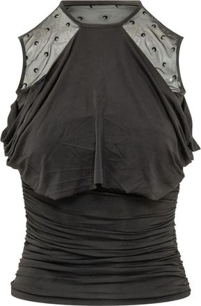 Marine Serre Black Printed Crew Neck Top