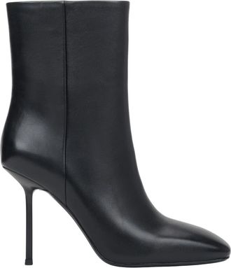 Estro & Luminara Leren Stiletto Enkellaarsjes - Dames - Laarzen met Hak - Zwart - 39 EU - Leer - Schoenen