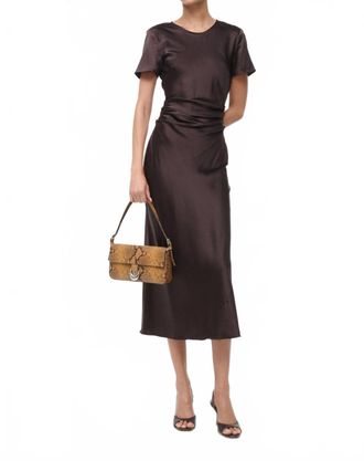 Staud Marcel Silk Dress In Earth