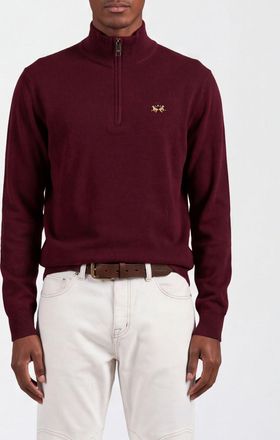 La Martina Maglia a collo alto in misto lana con mezza zip e logo ricamato