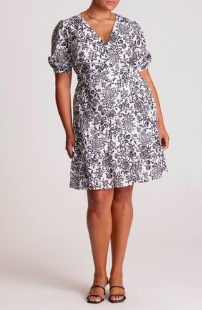 Estelle La Rosette Floral Cotton Eyelet Dress in Black/Milk at Nordstrom, Size 22W