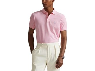 Polo Ralph Lauren Classic Fit Stretch Mesh Polo Shirt Mens Short Sleeve Knit Carmel Pink : 2XL, Cotton/Elastane