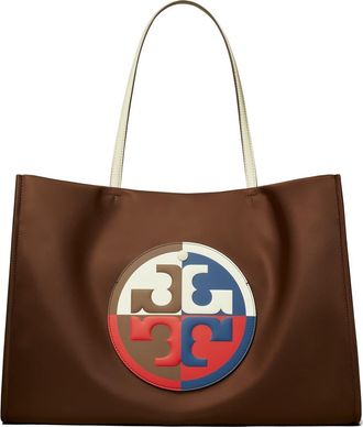Tory Burch Ella Colorblock Nylon Tote in Brown Multi at Nordstrom