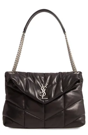 Saint Laurent Medium Lou Leather Puffer Bag in Noir at Nordstrom