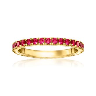 RS Pure by Ross-Simons Lab-Grown Ruby Eternity Band in 18kt Gold Over Sterling