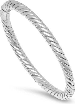 MAX + STONE Sterling Silver Rope Textured Hinged Bangle Bracelet