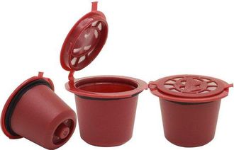 OEM C&aacute;psulas De Caf&eacute; Recargables - Aptas Para Nespresso - 3 Unidades - Rojas