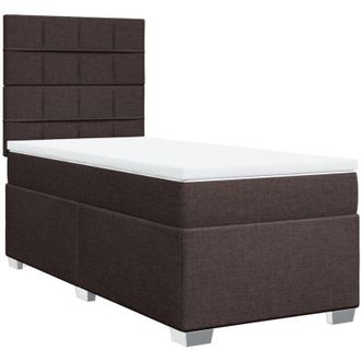 vidaXL Vidaxl - Cama Box Spring Con Colch&oacute;n Tela Marr&oacute;n Oscuro 100x200 Cm