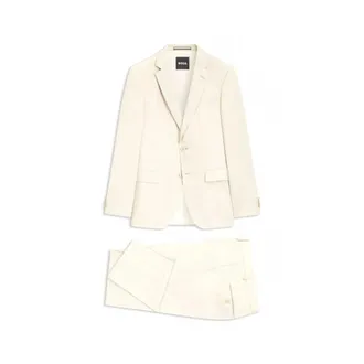 HUGO BOSS Hugo, Single Breasted Suits, male, Beige, Size: XL Huge Wool/Linen Suit