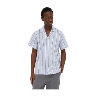 Les Deux Camicia SS Lawson a Righe - - Shirts - Uomo - Blu - S