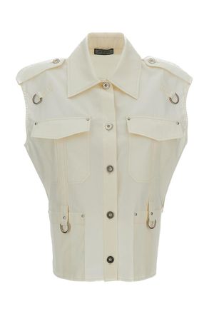 Durazzi Milano Cotton Sleeveless Top with Front Button Closure