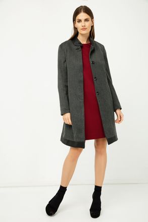 Móveis Conquista Womens Dark Grey Coat with Pleather Detail - Charcoal - Size EU 38 (Womens)