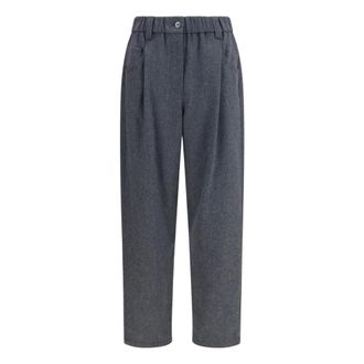 Brunello Cucinelli Pantaloni in Lana Stretch - - Trousers - Donna - Grigio - M