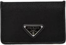 Prada Stijlvolle Kaarthouder met Meerdere Sleuven - Dames - Portefeuilles - Zwart - ONE Size - Nylon - Accessoires