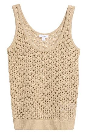 Reiss Colette Pointelle Knit Linen Tank in Neutral at Nordstrom, Size X-Large
