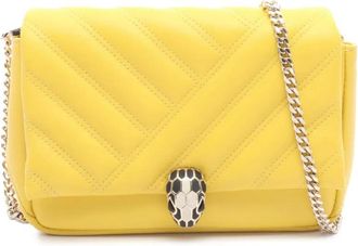Bulgari Borsa a tracolla Serpenti Cabochon in pelle con catena 2010-2025 - Giallo