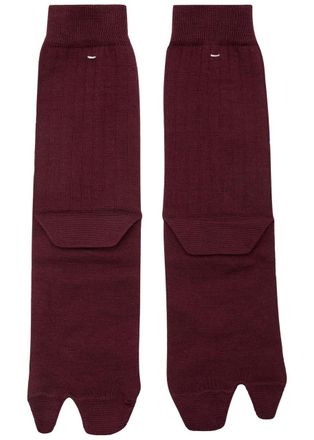 Maison Margiela Tabi Ribbed-knit Wool-blend Socks - Bordeaux - S (UK8-10 / S)