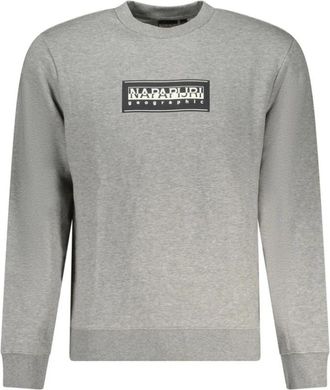 Napapijri Grijze Katoenen Sweatshirt met Logoprint - Heren - Sweatshirts - Grijs - 3XL - Katoen - Hoodies & sweatvesten