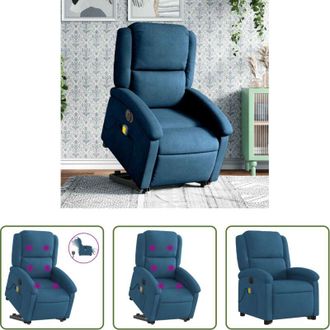 vidaXL vidaXL Poltrona per anziani - Poltrona Alzapersona Massaggi Reclinabile Elettrica Blu Velluto