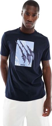 Boss Orange by Hugo Boss T-shirt blu navy con stampa sul petto