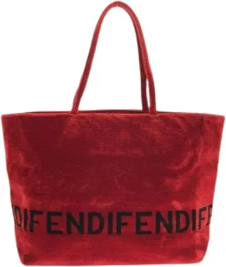 Fendi Pre-owned Tote Bags, female, Red, Size: ONE SIZE Pre-owned Velour Shoulder Bag