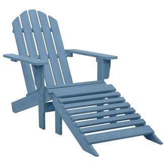 vidaXL Vidaxl - Silla Jard&iacute;n Adirondack Con Otomana Madera Maciza De Abeto Azul