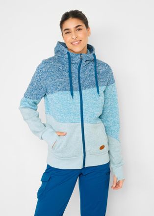 Bonprix Kapuzensweatjacke BONPRIX, Damen, Gr. 56/58 (XXXL), blau (atlantikblau meliert), Obermaterial: 100% Polyester, bequem, Sweatjacken Kapuzensweatjacke, 