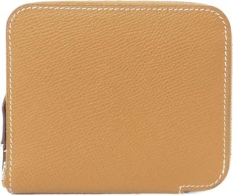Herm&egrave;s Gold Silver Epsom Leather Silk Wallet (Bi-Fold) (Pre-Owned)