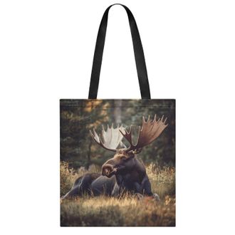 Generic Canadian Moose in Forests Womens Tote Casual Shopping Bag Lightweight Shoulder Bags Hobos Handbag for Work Travel Daily 35x40cm
