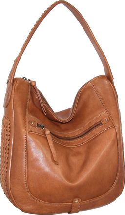 Nino Bossi Vintage Leather Woven Accent Hobo in Cognac
