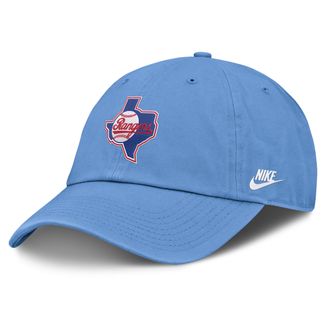 Nike Texas Rangers 1986 Cooperstown Club Nike Mens MLB Unstructured Adjustable Hat in Blue | NB014EYT86-GF1