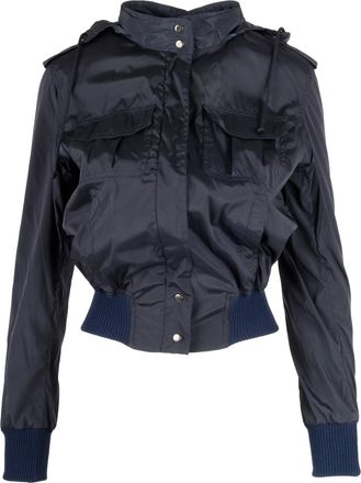 Moschino Pre-owned Womens Cheap and Chic Fitted Windbreaker Jacket - 10s - Blue/Navy Nylon - Size EU 38 (Womens)